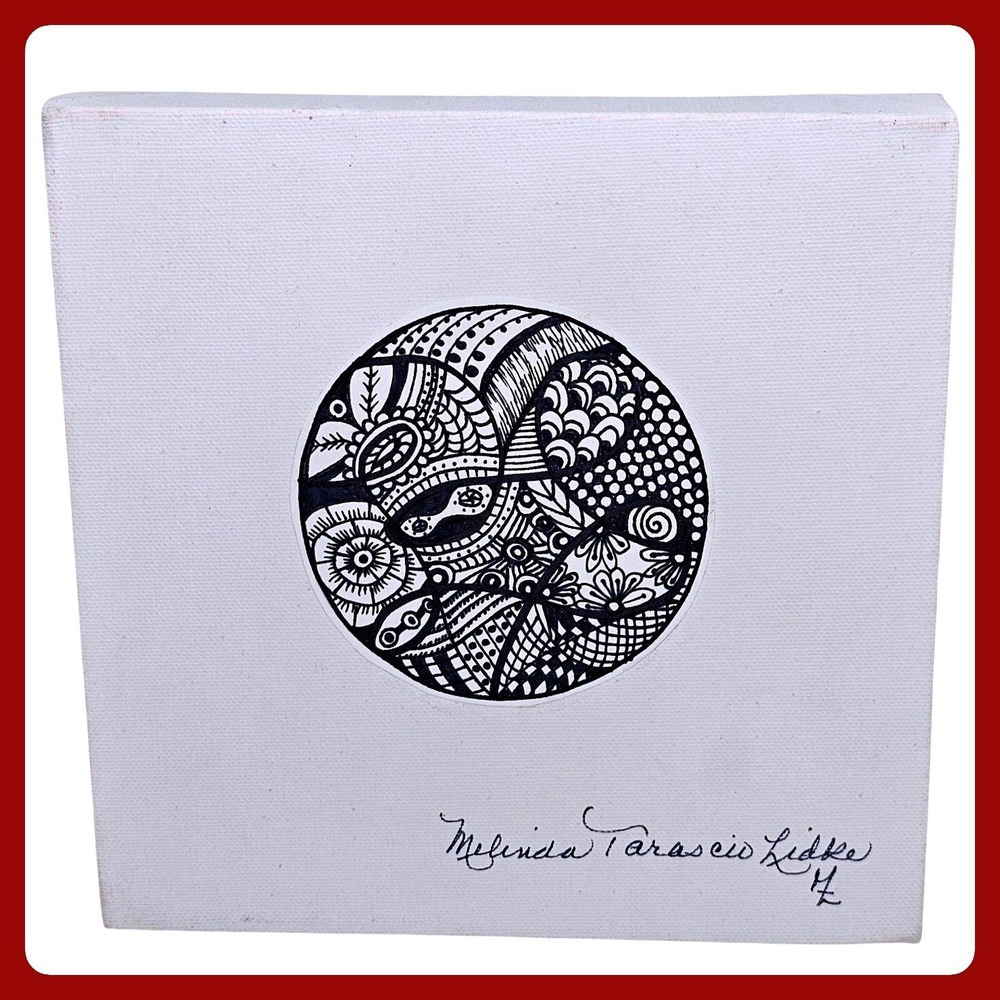 Original Mandala Art Signed 8x8 Canvas Handmade Drawing Boho Wall Decor NEW MTL1